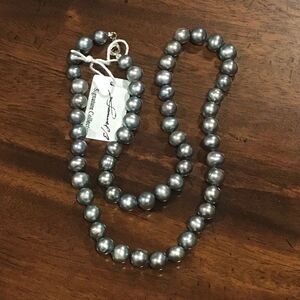 SAMUEL B Silver Peacock Freshwater Pearl Single Strand Necklace Sterling Clasp